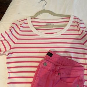 Talbots pink jeans and matching striped t shirt sz lg and 10